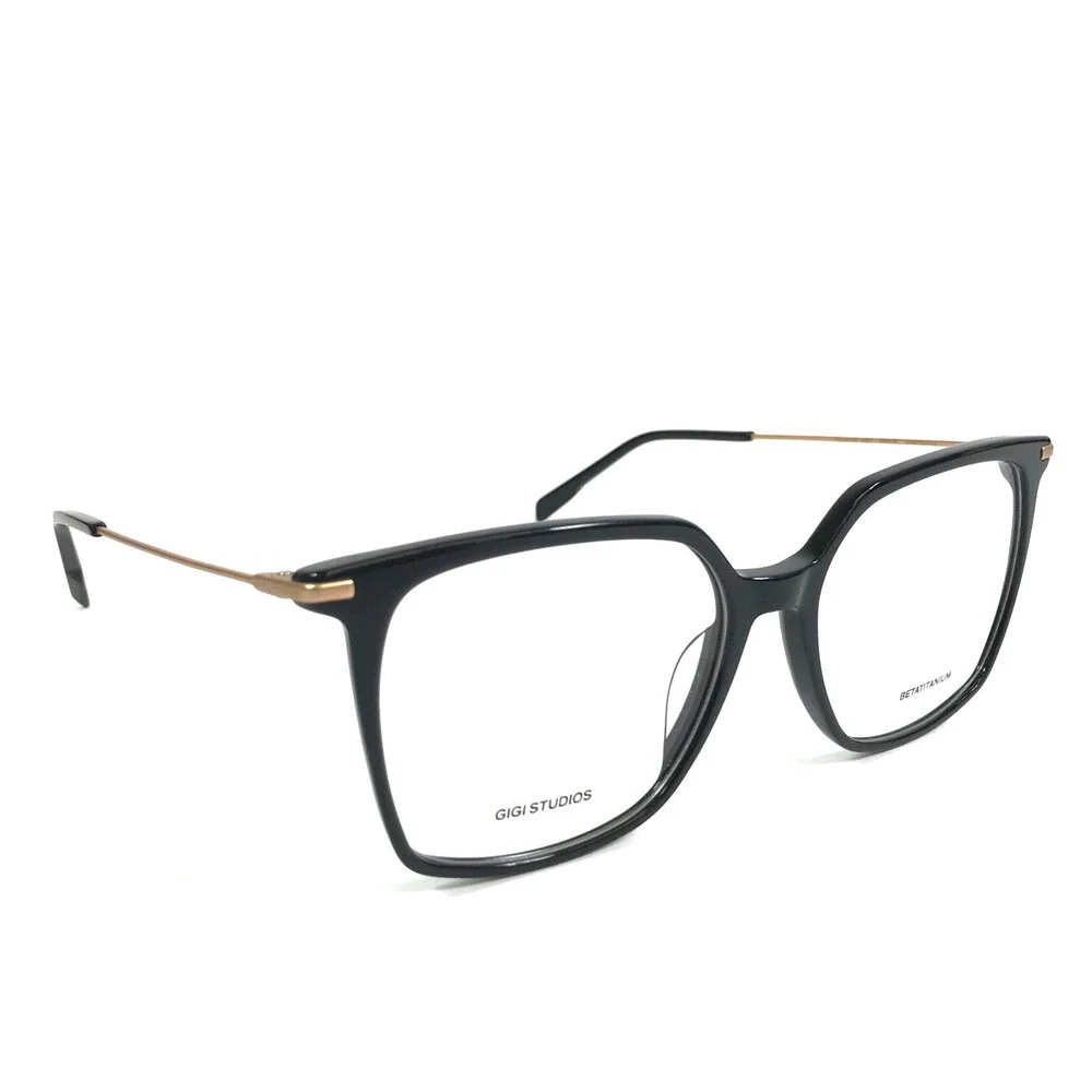 Gigi Studios Eyeglasses Frames AMARA GS8002/01O Black Gold Titanium 55-16-145